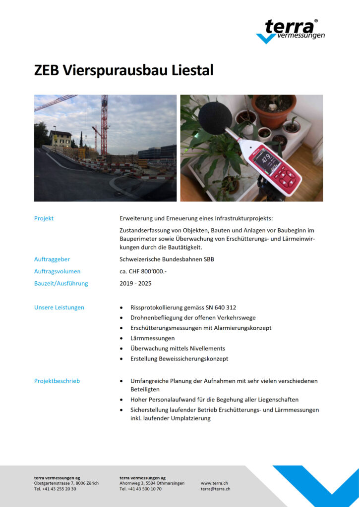terra vermessungen ag projekte zeb vierspurausbau liestal referenzblatt rev01