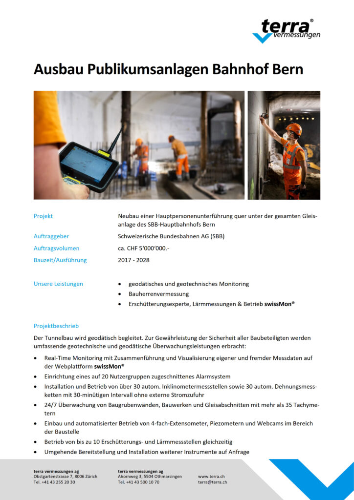 terra vermessungen ag projekte ausbau publikumsanlagen bahnhof bern referenzblatt rev02