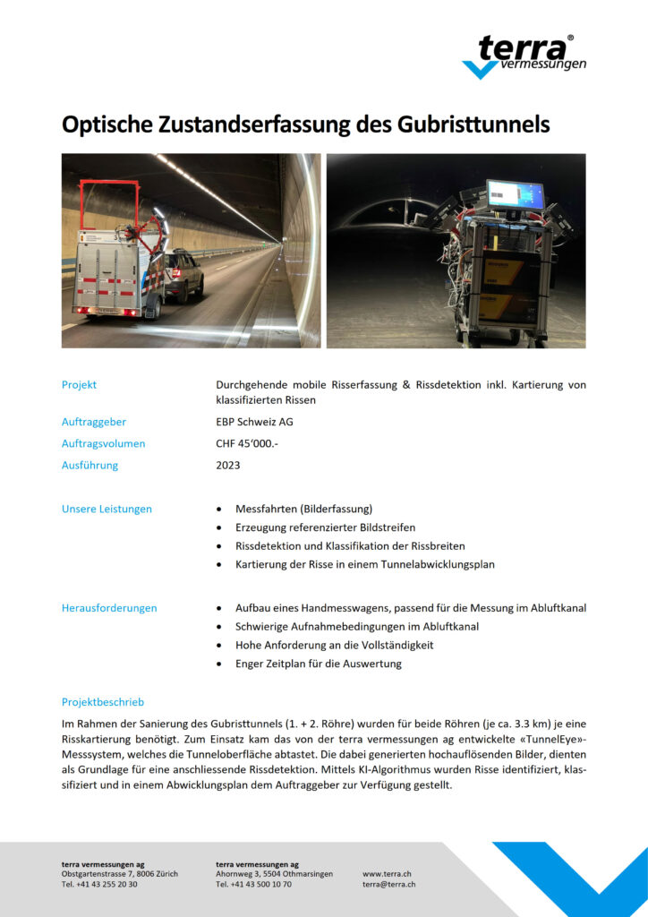 terra vermessungen ag projekte risskartierung gubristtunnel referenzblatt