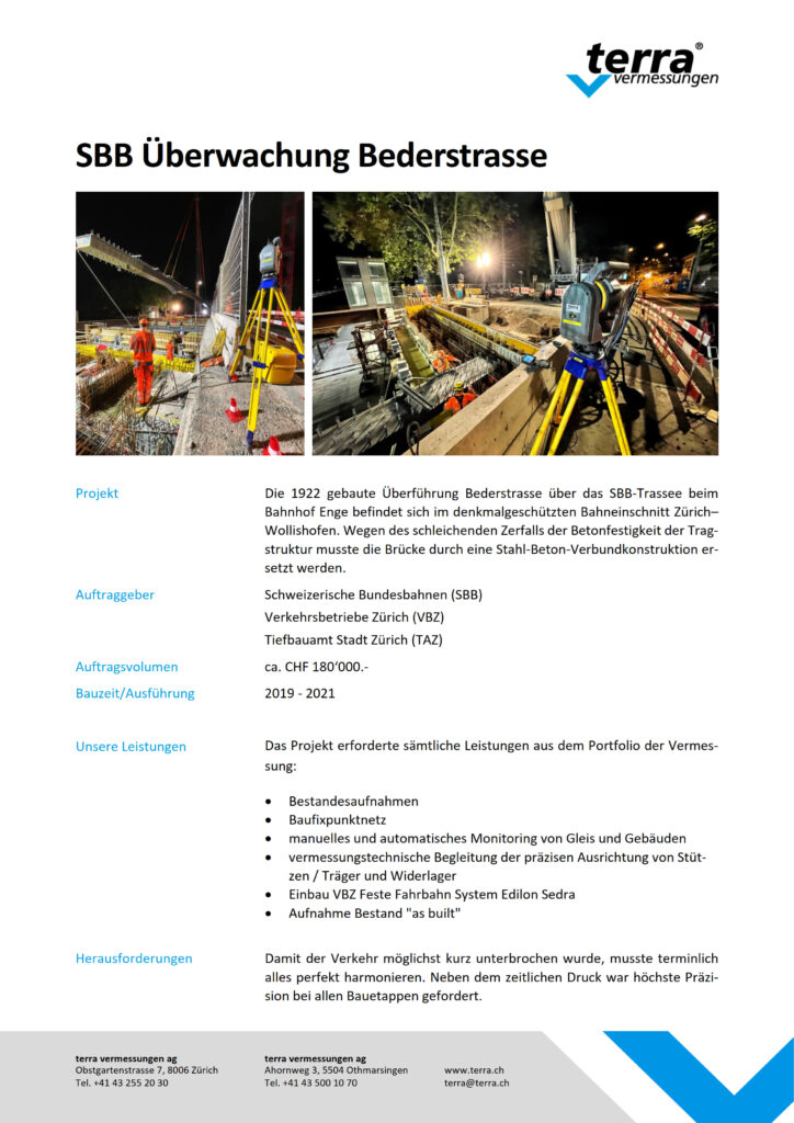 terra vermessungen ag projekte sbb ueberwachung bederstrasse referenzblatt