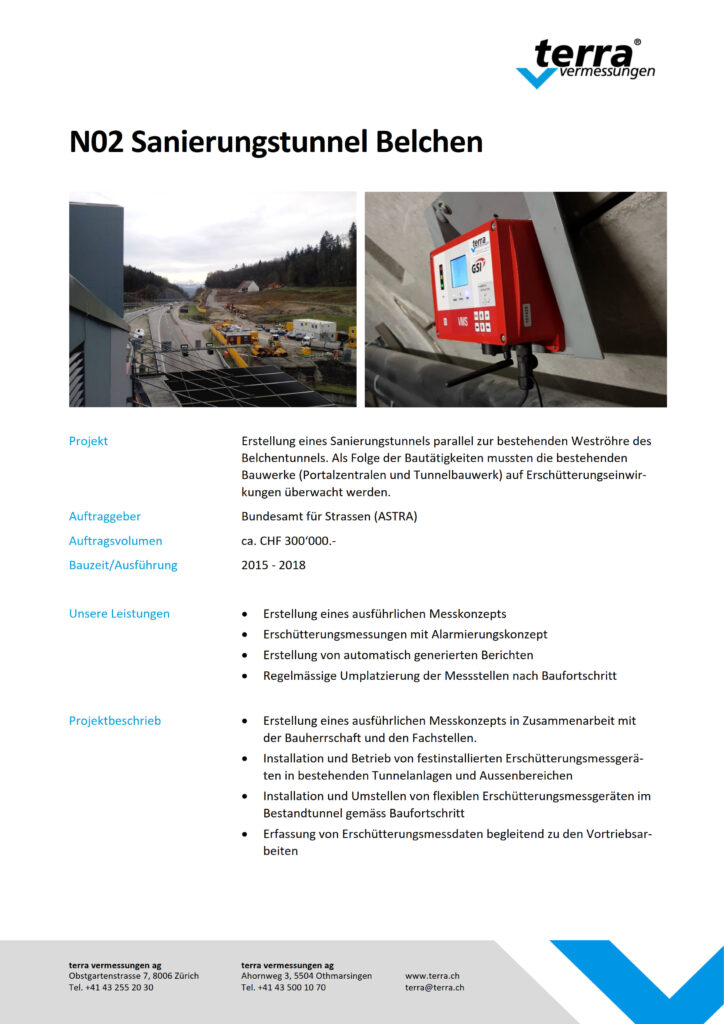 terra vermessungen ag projekte N02 sanierungstunnel belchen referenzblatt