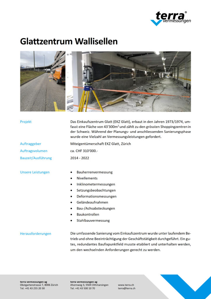 terra vermessungen ag projekte glattzentrum wallisellen referenzblatt rev01